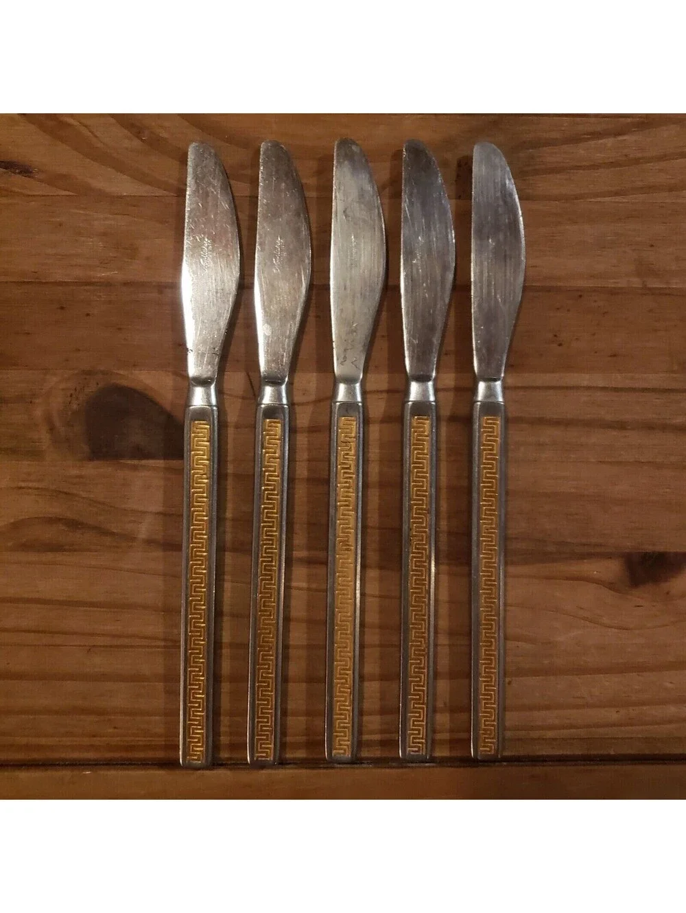 5 Noritake EROS GOLD Stainless 18-8 Dinner Knife Japan Silverware Flatware